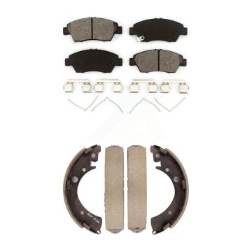 Front Rear Semi-Metallic Brake Pads And Drum Shoes Kit For Honda Civic Fit KSN-100258