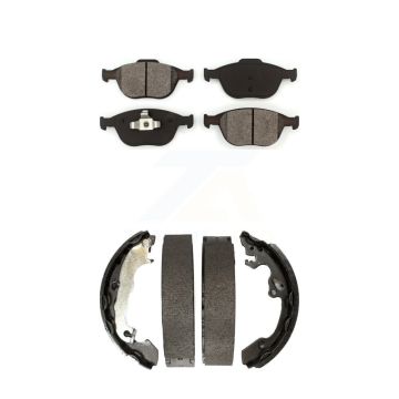 Front Rear Semi-Metallic Brake Pads And Drum Shoes Kit For Ford Focus SVT KSN-100265