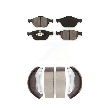 Front Rear Semi-Metallic Brake Pads And Drum Shoes Kit For 2010-2013 Ford Transit Connect KSN-100266