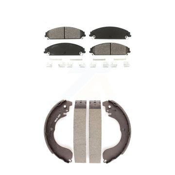 Front Rear Semi-Metallic Brake Pads And Drum Shoes Kit For 2008-2009 Dodge Caliber SRT-4 KSN-100271