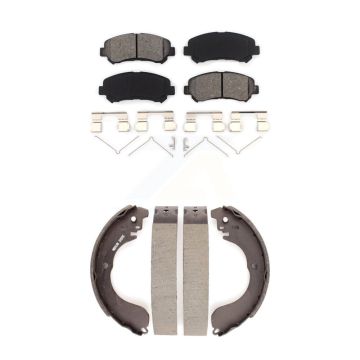 Front Rear Semi-Metallic Brake Pads Drum Shoe Kit For 2007-2012 Nissan Sentra SE-R Spec V KSN-100275