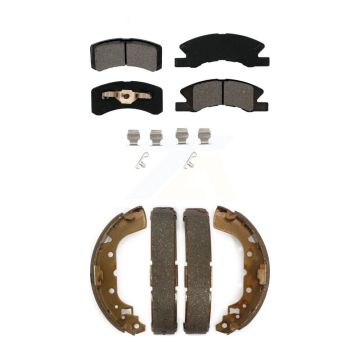 Front Rear Semi-Metallic Brake Pads And Drum Shoes Kit For 2014-2015 Mitsubishi Mirage KSN-100278