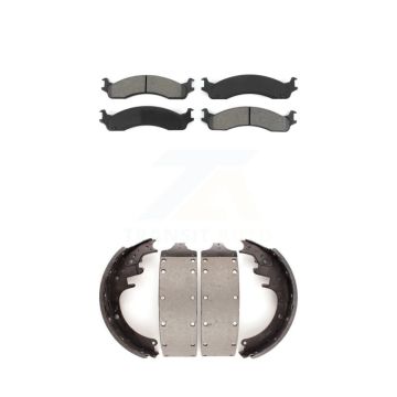 Front Rear Semi-Metallic Brake Pads And Drum Shoes Kit For Dodge Ram 3500 Van KSN-100286