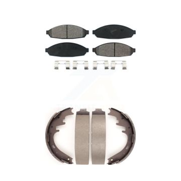 Front Rear Semi-Metallic Brake Pads Drum Shoes Kit For Lincoln Town Car With E F-150 Axle KSN-100293