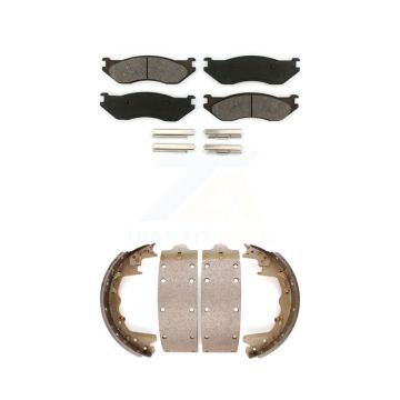 Front Rear Semi-Metallic Brake Pads And Drum Shoes Kit For 2003 Dodge Ram 1500 Van KSN-100294