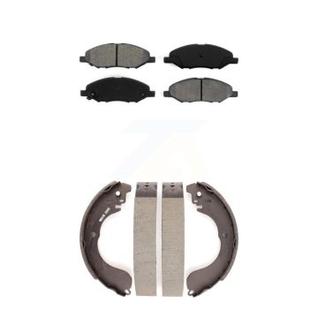 Front Rear Semi-Metallic Brake Pads And Drum Shoes Kit For 2008 Nissan Versa 4-Wheel ABS KSN-100295