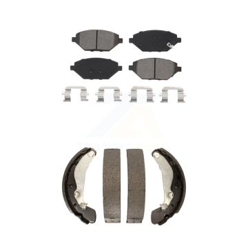 Front Rear Semi-Metallic Brake Pads And Drum Shoes Kit For 2016-2021 Chevrolet Spark KSN-100297