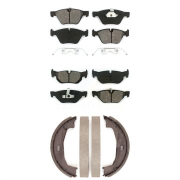 Front Rear Semi-Metallic Brake Pads And Parking Shoes Kit For BMW 128i 328i 323i 325i KSN-100551