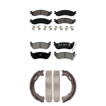 Front Rear Semi-Metallic Brake Pads Parking Shoe Kit For Ford Explorer Sport Trac Mercury KSN-100556