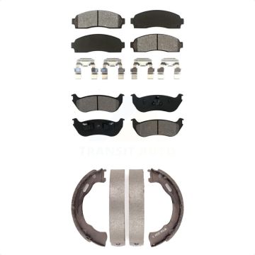 Front Rear Semi-Metallic Brake Pads And Parking Shoes Kit For Ford Explorer Mercury KSN-100557