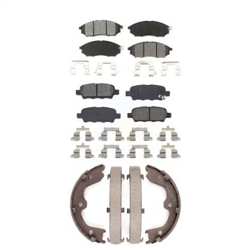 Front Rear Semi-Metallic Brake Pads & Parking Shoe Kit For INFINITI G37 G35 EX35 QX50 M35 KSN-100558