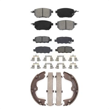 Front Rear Semi-Metallic Brake Pads & Parking Shoes Kit For Nissan Altima Maxima INFINITI KSN-100561