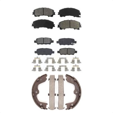 Front Rear Semi-Metallic Brake Pads And Parking Shoes Kit For 2016-2017 INFINITI QX50 KSN-100566