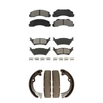 Front Rear Semi-Metallic Brake Pads And Parking Shoes Kit For Ford F-150 KSN-100569