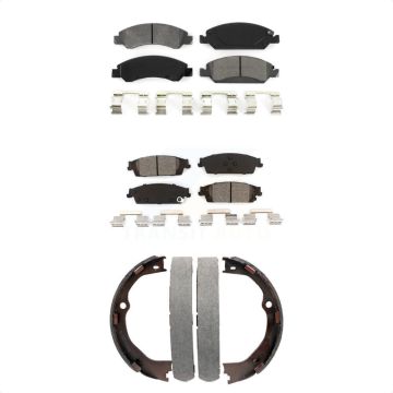 Front Rear Semi-Metallic Brake Pads Parking Shoes Kit For GMC Chevrolet Sierra 1500 Tahoe KSN-100570
