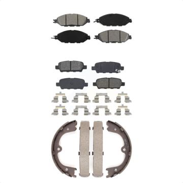 Front Rear Semi-Metallic Brake Pads Parking Shoes Kit For Nissan Pathfinder INFINITI QX60 KSN-100580