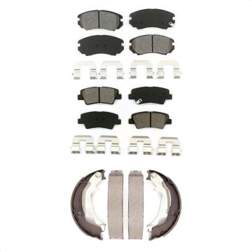 Front Rear Semi-Metallic Brake Pads And Parking Shoes Kit For 2010-2013 Kia Soul KSN-100589