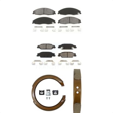 Front Rear Semi-Metallic Brake Pads And Parking Shoes Kit For Cadillac CTS KSN-100590