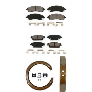Front Rear Semi-Metallic Brake Pads And Parking Shoes Kit For Cadillac CTS SRX KSN-100591
