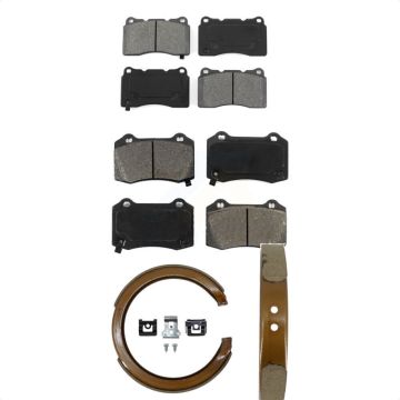 Front Rear Semi-Metallic Brake Pads And Parking Shoes Kit For Cadillac CTS STS KSN-100592