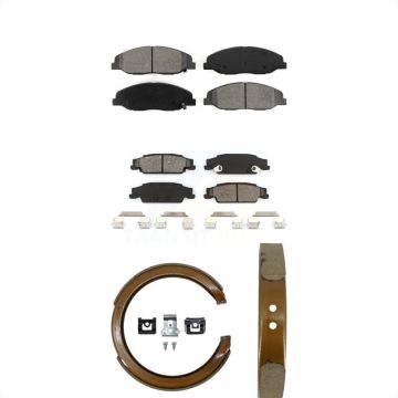 Front Rear Semi-Metallic Brake Pads & Parking Shoes Kit For Cadillac STS With Base Brakes KSN-100594