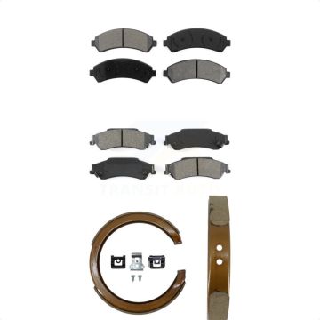 Front Rear Semi-Metallic Brake Pads & Parking Shoe Kit For Chevrolet GMC Blazer S10 Jimmy KSN-100595