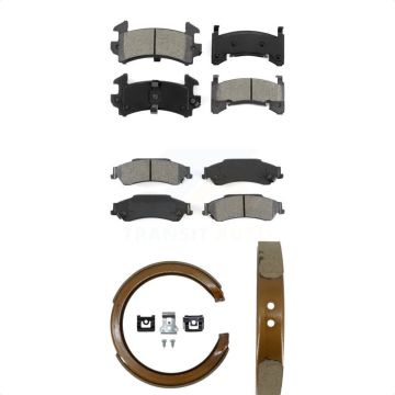 Front Rear Semi-Metallic Brake Pads & Parking Shoes Kit For 2003 Chevrolet S10 GMC Sonoma KSN-100597