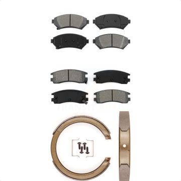 Front Rear Semi-Metallic Brake Pads & Parking Shoe Kit For Chevrolet Impala Buick Pontiac KSN-100600