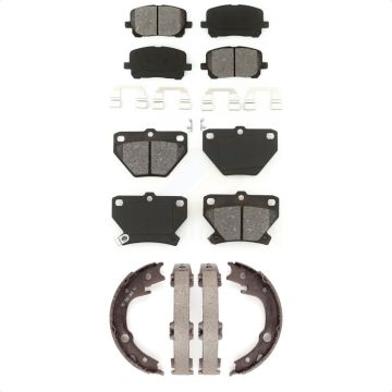 Front Rear Semi-Metallic Brake Pads & Parking Shoes Kit For Toyota Matrix Corolla Pontiac KSN-100601