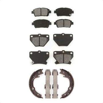 Front Rear Semi-Metallic Brake Pads And Parking Shoes Kit For 2000 Toyota Celica GT KSN-100604