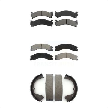 Front Rear Semi-Metallic Brake Pads Parking Shoes Kit For Chevrolet Express 3500 GMC 4500 KSN-100605