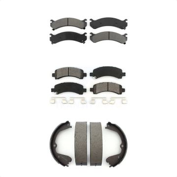 Front Rear Semi-Metallic Brake Pads & Parking Shoe Kit For GMC Savana 3500 Chevrolet 4500 KSN-100607