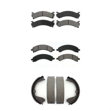 Front Rear Semi-Metallic Brake Pads Parking Shoes Kit For 2008 Chevrolet Express 3500 GMC KSN-100609