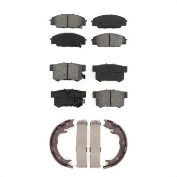 Front Rear Semi-Metallic Brake Pads And Parking Shoes Kit For 2000-2006 Honda S2000 KSN-100611