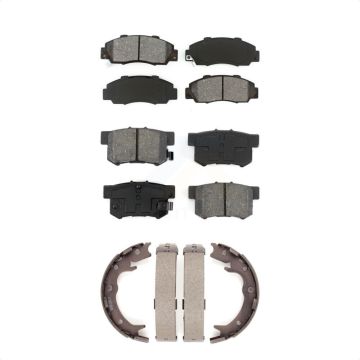 Front Rear Semi-Metallic Brake Pads And Parking Shoes Kit For Honda Odyssey Acura RL KSN-100614