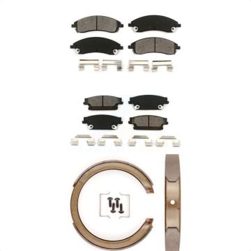 Front Rear Semi-Metallic Brake Pads And Parking Shoes Kit For Cadillac STS KSN-100623