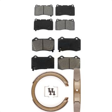 Front Rear Semi-Metallic Brake Pads And Parking Shoes Kit For Cadillac STS KSN-100624