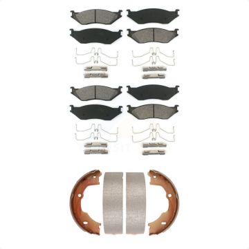 Front Rear Semi-Metallic Brake Pads Parking Shoes Kit For Ford F-450 Super Duty F-550 LCF KSN-100629