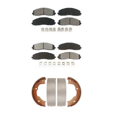 Front Rear Semi-Metallic Brake Pads And Parking Shoes Kit For Ford F-450 Super Duty KSN-100633