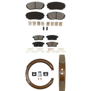 Front Rear Semi-Metallic Brake Pads & Parking Shoes Kit For Ford Edge Mazda CX-7 CX-9 MKX KSN-100636