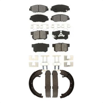 Front Rear Semi-Metallic Brake Pads And Parking Shoes Kit For 2005-2006 Honda CR-V KSN-100642