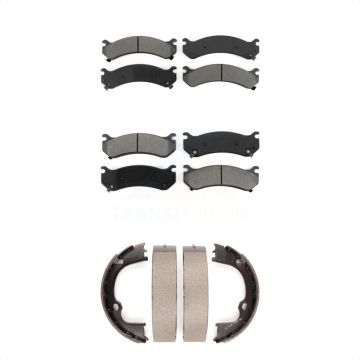 Front Rear Semi-Metallic Brake Pads Parking Shoes Kit For GMC Chevrolet Silverado 2500 HD KSN-100645