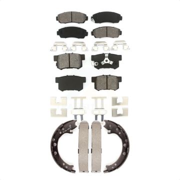 Front Rear Semi-Metallic Brake Pads And Parking Shoes Kit For Honda CR-V Acura RDX KSN-100647