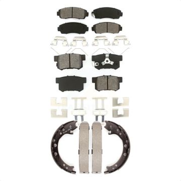 Front Rear Semi-Metallic Brake Pads And Parking Shoes Kit For 2012-2016 Honda CR-V AWD KSN-100648