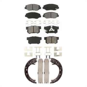 Front Rear Semi-Metallic Brake Pads And Parking Shoes Kit For 2012-2016 Honda CR-V FWD KSN-100649