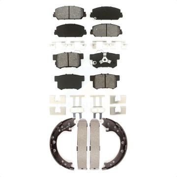 Front Rear Semi-Metallic Brake Pads And Parking Shoes Kit For 2013-2018 Acura RDX KSN-100650