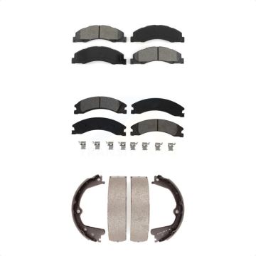 Front Rear Semi-Metallic Brake Pads And Parking Shoes Kit For Ford E-450 Super Duty KSN-100651