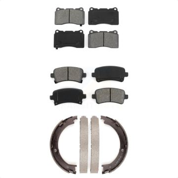 Front Rear Semi-Metallic Brake Pads And Parking Shoes Kit For Cadillac XTS KSN-100655