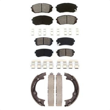 Front Rear Semi-Metallic Brake Pads And Parking Shoe Kit For 2013-2015 Hyundai Tucson FWD KSN-100660