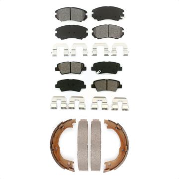 Front Rear Semi-Metallic Brake Pads And Parking Shoes Kit For 2007-2009 Kia Amanti KSN-100664
